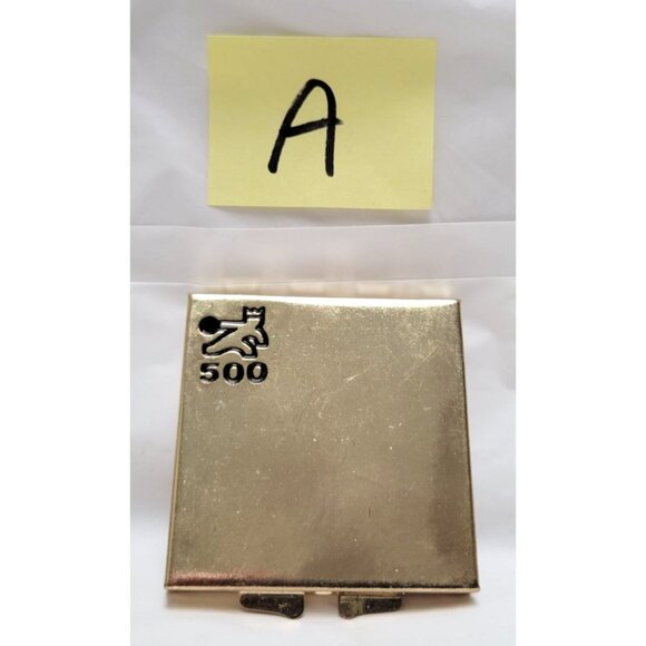 Vintage 1970s Brunswick Bowling 500 Series Gold Tone Metal Compact Mirror-Lot A - Picture 1 of 8